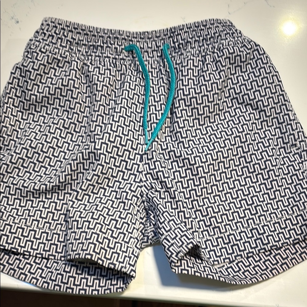 Crewcuts Black and White Geometric Swim Trunks- size 2T